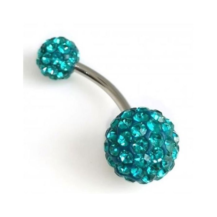 KODY PIERCING Piercing Nombril Double Boule Cristal Bleu Turquoise Acier Chirurgical 316L - Raffinement Bohème et Confor