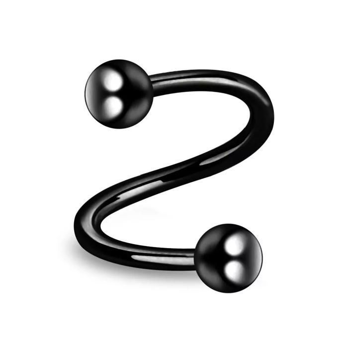KODY PIERCING Piercing Labret Anneau Spirale Noir Anodisé Élégance Minimaliste Diamètre 8 mm