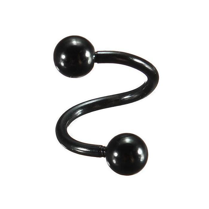 KODY PIERCING Spirale Twister Piercing Nombril Acier 316L Anodisé Noir 2 Boules Lisses 10mm Style Dark Minimaliste