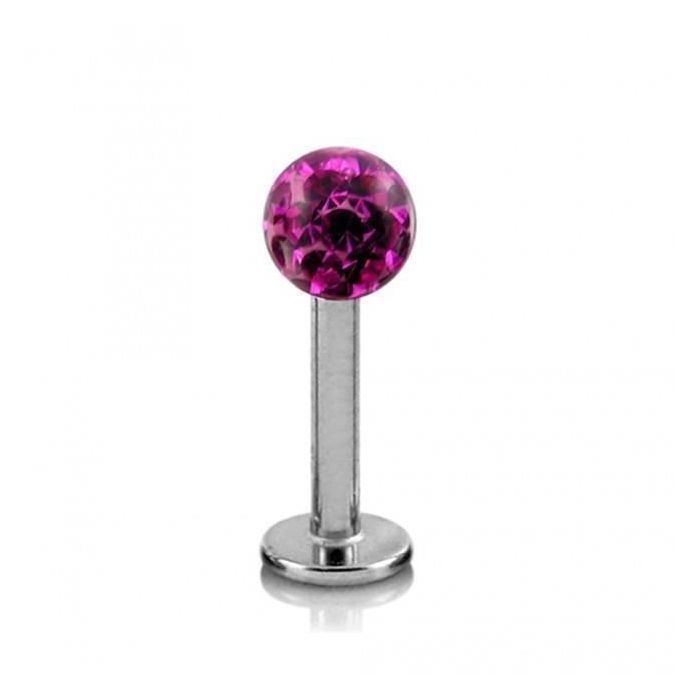 KODY PIERCING Piercing Labret Acier Chirurgical Boule Cristal Rose Tige 8 mm – Pureté Cristalline et Grâce Souveraine