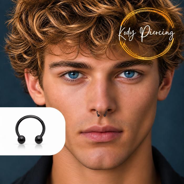 KODY PIERCING Anneau Fer à Cheval Noir Anodisé Acier - Style Audacieux et Élégance Discrète