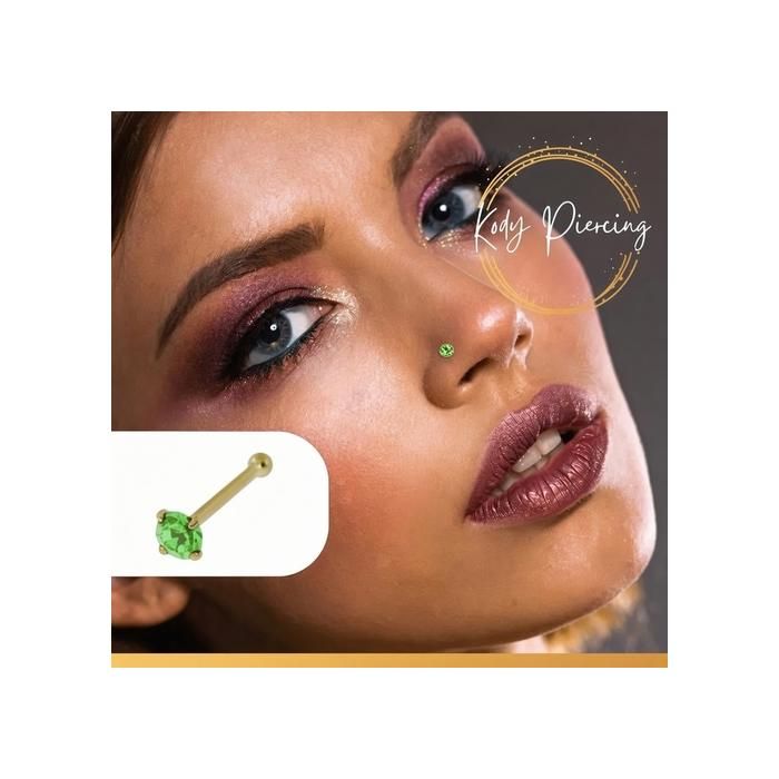 KODY PIERCING Piercing Labret Cristal Vert Clair Tige 10 mm - Pureté Cristalline et Éclat Printanier