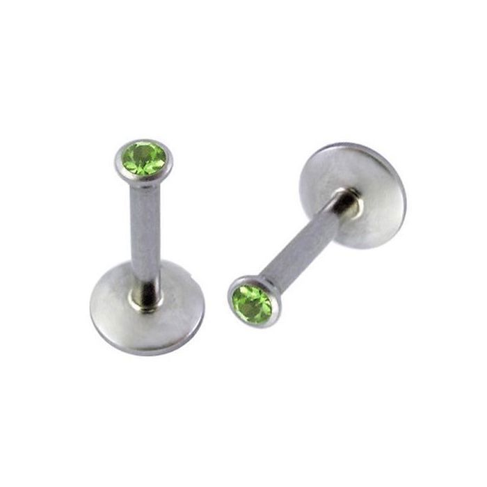 KODY PIERCING Piercing Labret Cristal Vert Acier Tige 8 mm - Pureté Cristalline et Grâce Souveraine