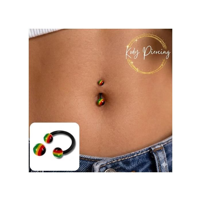 KODY PIERCING Piercing Nombril Boule Jamaïque Jaune 10mm 11,5mm Acier – Éclat Vibrant et Style Affirmé