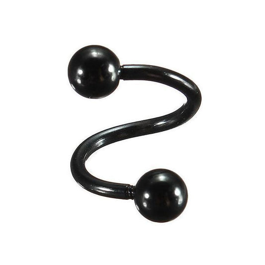 KODY PIERCING Piercing Labret Anneau Spirale Twister Acier 316L Anodisé Noir Boule Lisse 6mm Style Dark Minimaliste