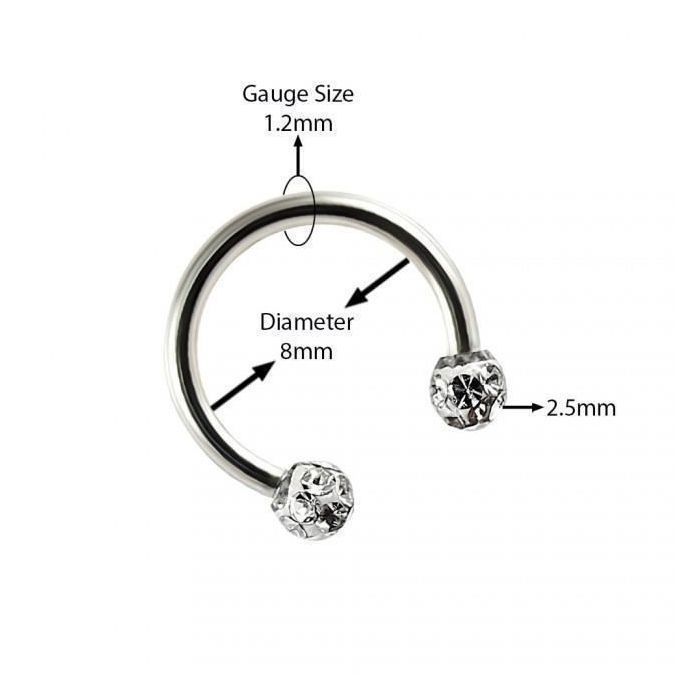 KODY PIERCING Anneau Septum Fer à Cheval Piercing Acier Boules Cristal Blanc - Pureté Cristalline et Grâce Souveraine