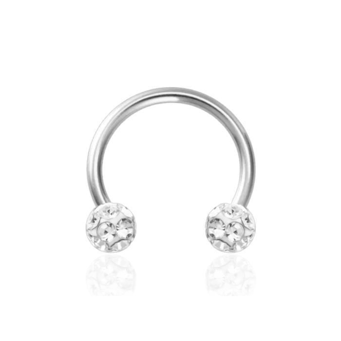 KODY PIERCING Anneau Septum Fer à Cheval Piercing Acier Boules Cristal Blanc - Pureté Cristalline et Grâce Souveraine