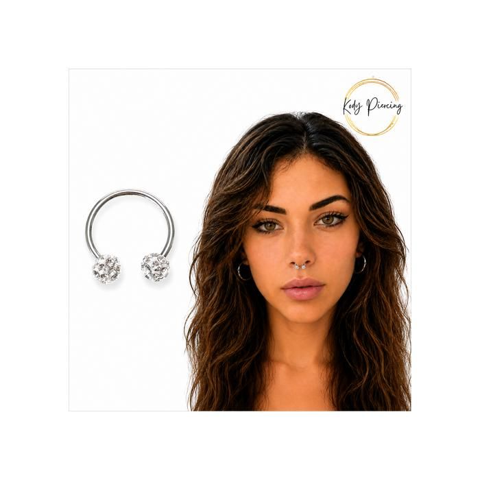 KODY PIERCING Anneau Septum Fer à Cheval Piercing Acier Boules Cristal Blanc - Pureté Cristalline et Grâce Souveraine