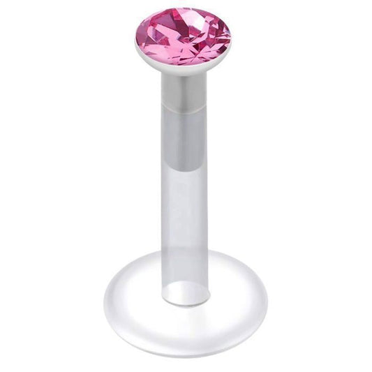KODY PIERCING Piercing Labret Cristal Rose Tige 10 mm - Douceur Romantique et Éclat Intemporel