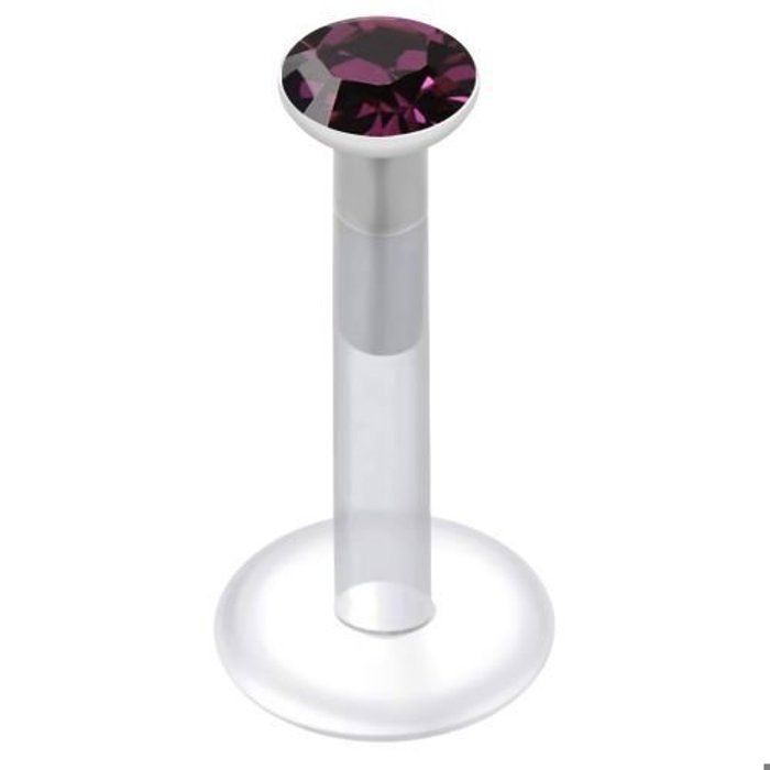 KODY PIERCING Piercing Labret Tige Souple Transparente Cristal Violet - Pureté Cristalline et Élégance Mystique
