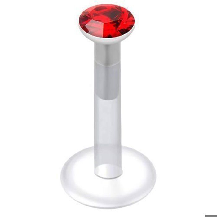 KODY PIERCING Piercing Labret Cristal Rouge Tige 10 mm - Douceur Romantique et Éclat Intense
