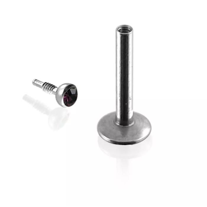 KODY PIERCING Piercing Labret Cristal Violet Acier Tige 6 mm - Pureté Cristalline et Grâce Souveraine