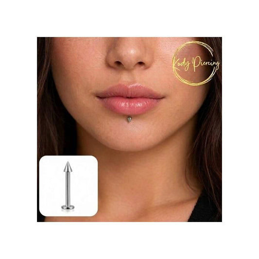 KODY PIERCING Labret Stud Pic Conique Acier 316L Poli Miroir Tige 8mm Précision Absolue