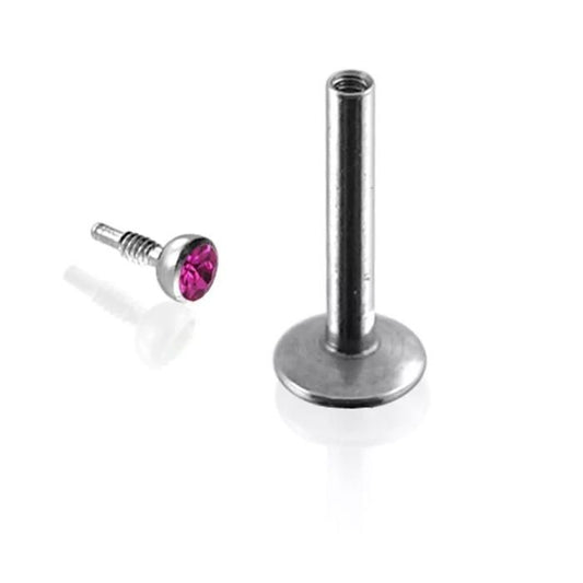 KODY PIERCING Piercing Labret Cristal Rose Acier Tige 8 mm - Douceur Romantique et Éclat Intemporel