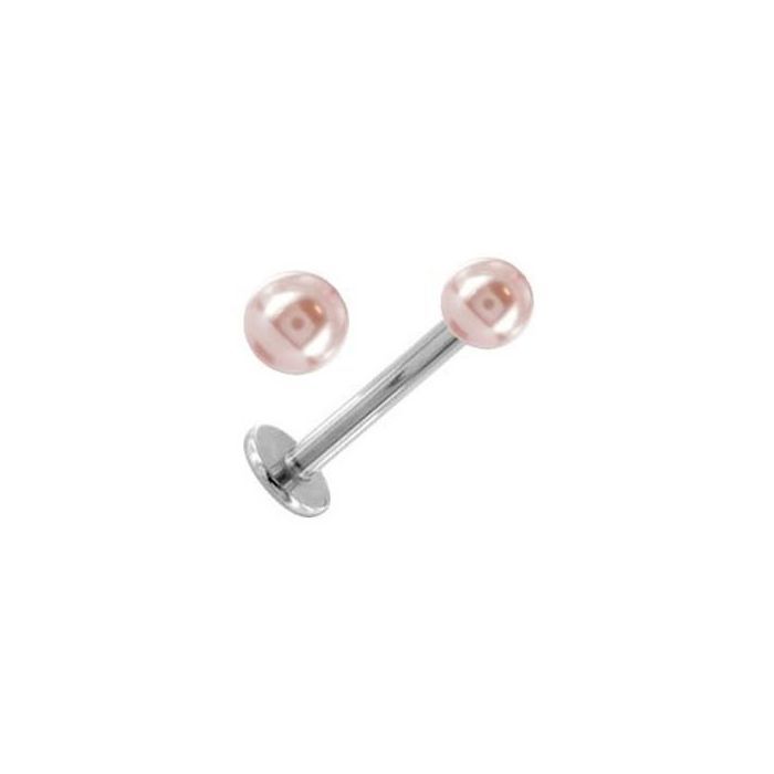 KODY PIERCING Piercing Labret Acier Chirurgical Boule Perle Rose Nacrée Tige 10 mm – Élégance Poétique et Légèreté Absol