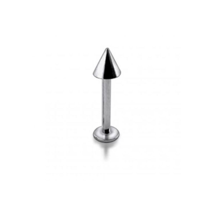KODY PIERCING Labret Stud Pic Conique Acier 316L Argent Tige 8mm Géométrie Pure