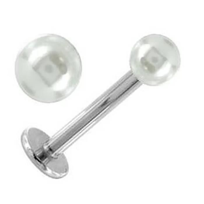 KODY PIERCING Piercing Labret Acier Chirurgical Boule Perle Blanche Nacrée Tige 6 mm – Élégance Poétique et Légèreté Abs