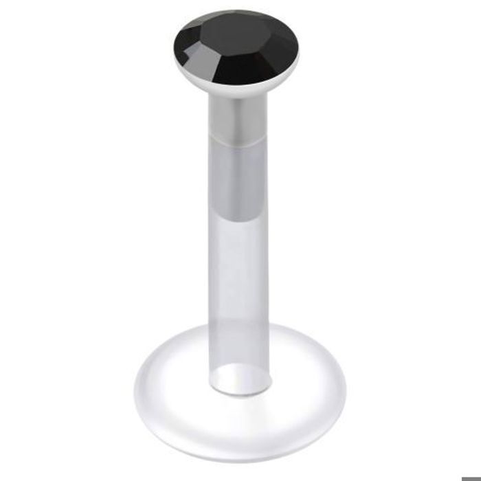 KODY PIERCING Piercing Labret Cristal Noir Tige 10 mm - Élégance Mystérieuse et Éclat Intemporel