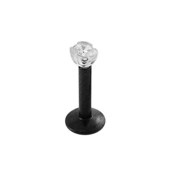 KODY PIERCING Labret Acier Noir Cristal Serti Tige 6 mm - Style Affirmé et Éclat Captivant