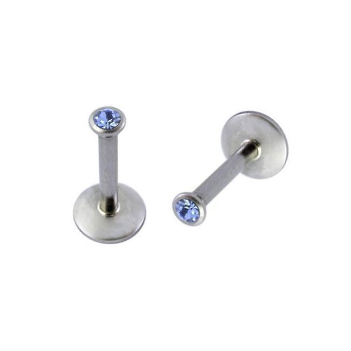 KODY PIERCING Titre produit Piercing Labret Cristal Bleu Clair Acier Tige 8mm - Pureté Cristalline et Grâce Souveraine