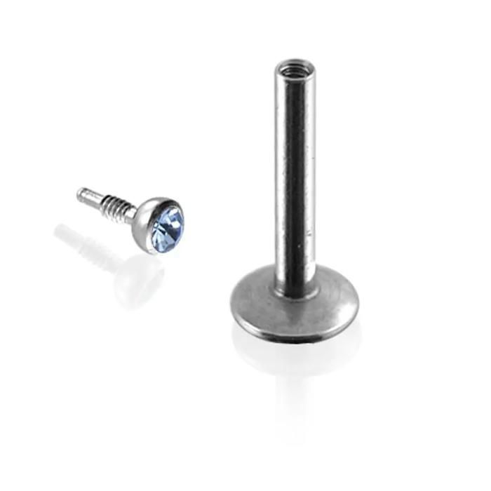 KODY PIERCING Piercing Labret Cristal Bleu Clair Acier Tige 10 mm - Pureté Cristalline et Grâce Souveraine