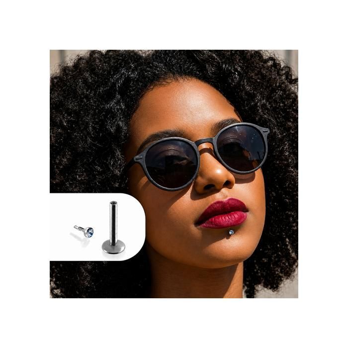 KODY PIERCING Piercing Labret Cristal Bleu Clair Acier Tige 10 mm - Pureté Cristalline et Grâce Souveraine