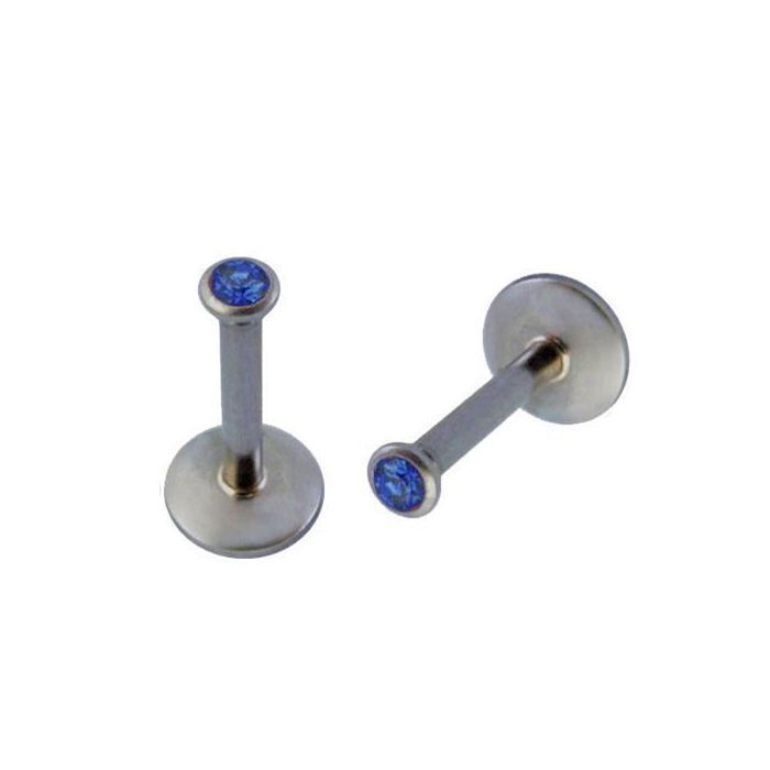 KODY PIERCING Piercing Labret Cristal Bleu Foncé Acier Tige 8 mm - Pureté Cristalline et Grâce Souveraine