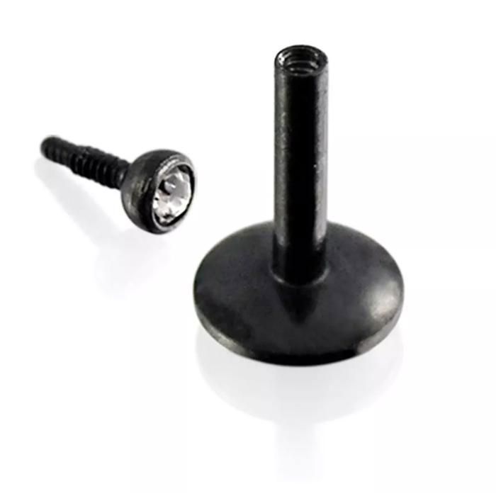 KODY PIERCING Piercing Labret Noir Anodisé 10 mm Tête Cristal - Bijou Chic et Discret KODY PIERCING