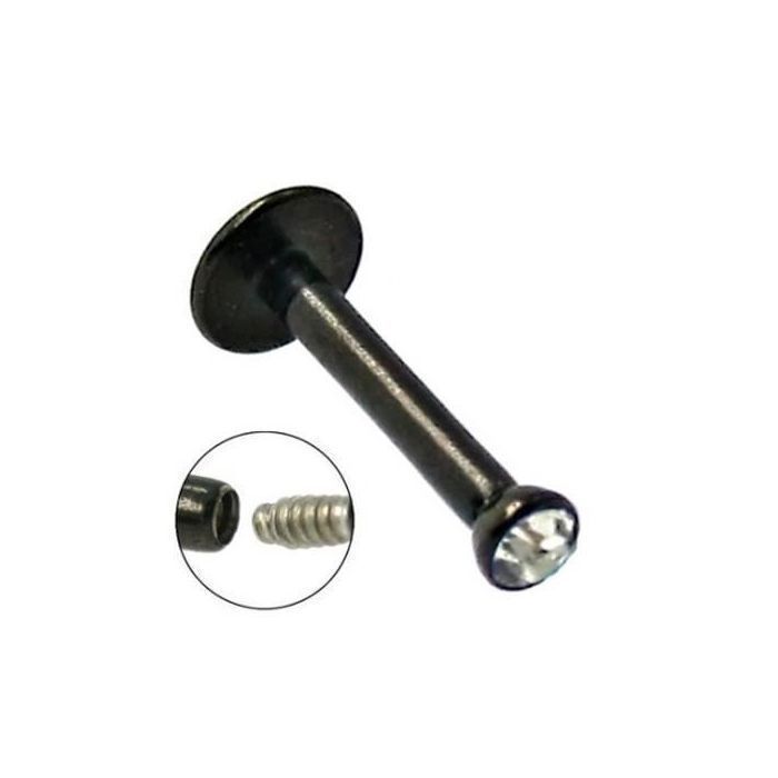 KODY PIERCING Piercing Labret Noir Anodisé 10 mm Tête Cristal - Bijou Chic et Discret KODY PIERCING