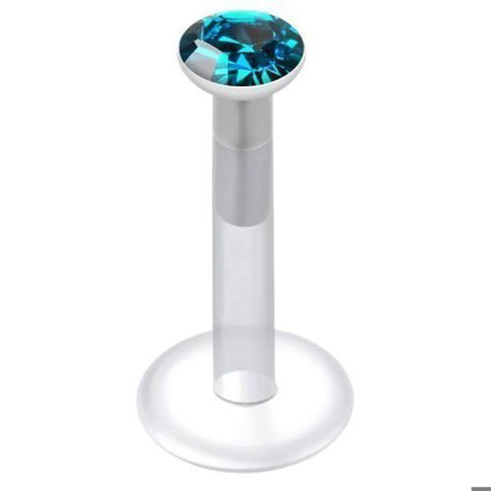 KODY PIERCING Piercing Labret Cristal Vert Bleu Turquoise Tige 6 mm - Éclat Océanique