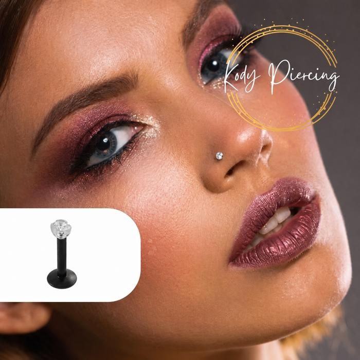KODY PIERCING Labret Noir Cristal Serti KODY Tige 8 mm - Style Intense et Confort Absolu