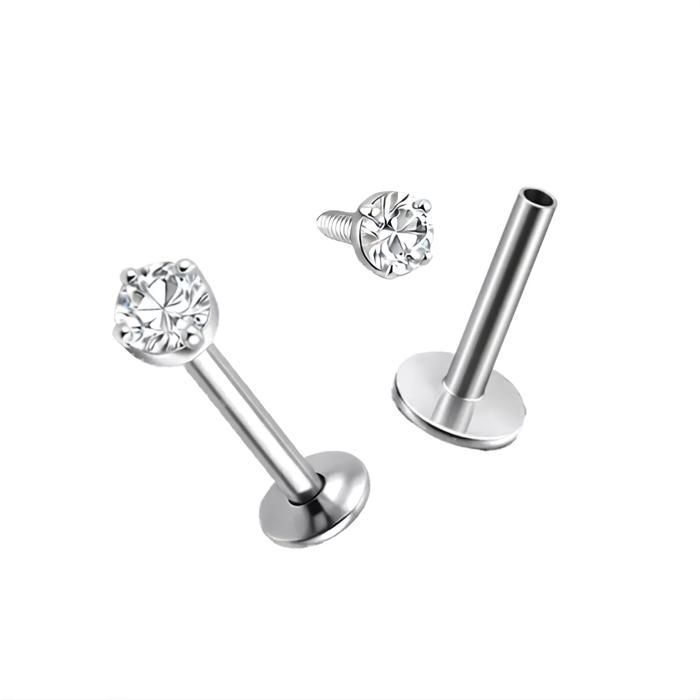 KODY PIERCING Labret Acier Cristal Serti Tige 10 mm - Pureté Cristalline et Grâce Souveraine