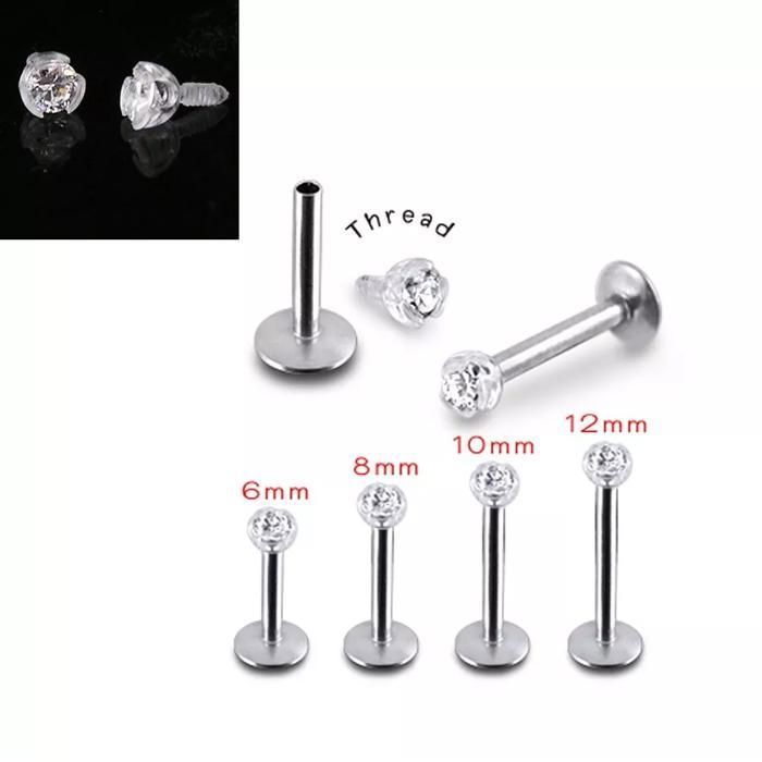 KODY PIERCING Labret Acier Cristal Serti Tige 10 mm - Pureté Cristalline et Grâce Souveraine