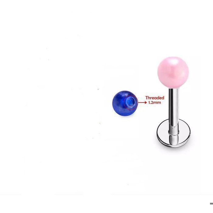 KODY PIERCING Piercing Labret Acier Chirurgical Boule Perle Rose Nacrée Tige 8 mm – Style Affirmé et Confort Ultime