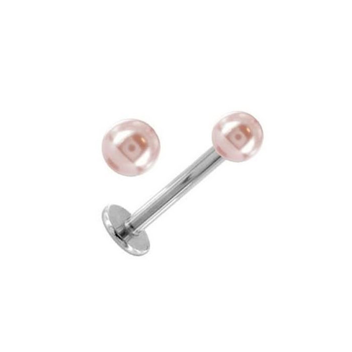KODY PIERCING Piercing Labret Acier Chirurgical Boule Perle Rose Nacrée Tige 6 mm – Raffinement Bohème et Confort Parfai