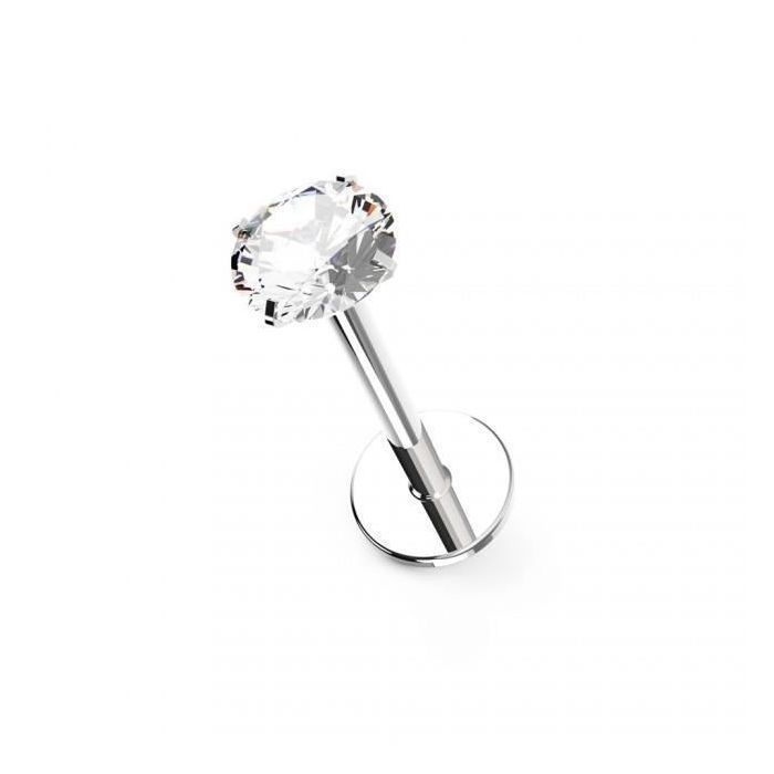 KODY PIERCING Piercing Labret Cristal Rond Acier 316L Serti Pierre Centrale Tige 6mm Éclat Pur