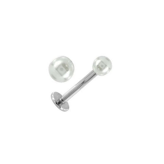 KODY PIERCING Piercing Labret Acier Chirurgical Boule Perle Blanche Nacrée Tige 10 mm – Pureté Cristalline et Grâce Souv