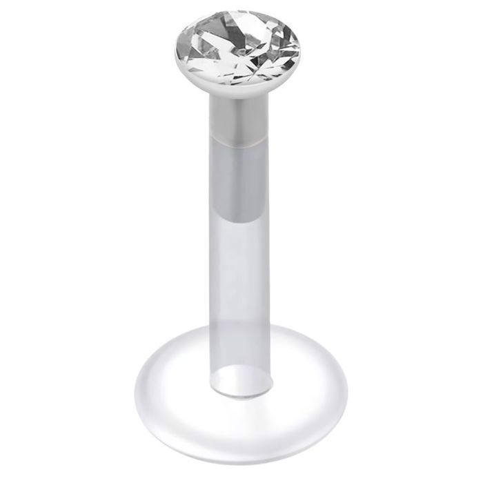 KODY PIERCING Piercing Labret Cristal Blanc Tige 8 mm - Pureté Cristalline et Grâce Souveraine