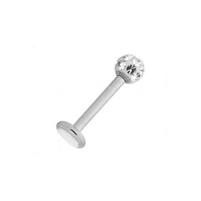 KODY PIERCING Piercing Labret Boule Cristal Blanc Résine Acier Tige 10 mm - Pureté Cristalline et Grâce Souveraine