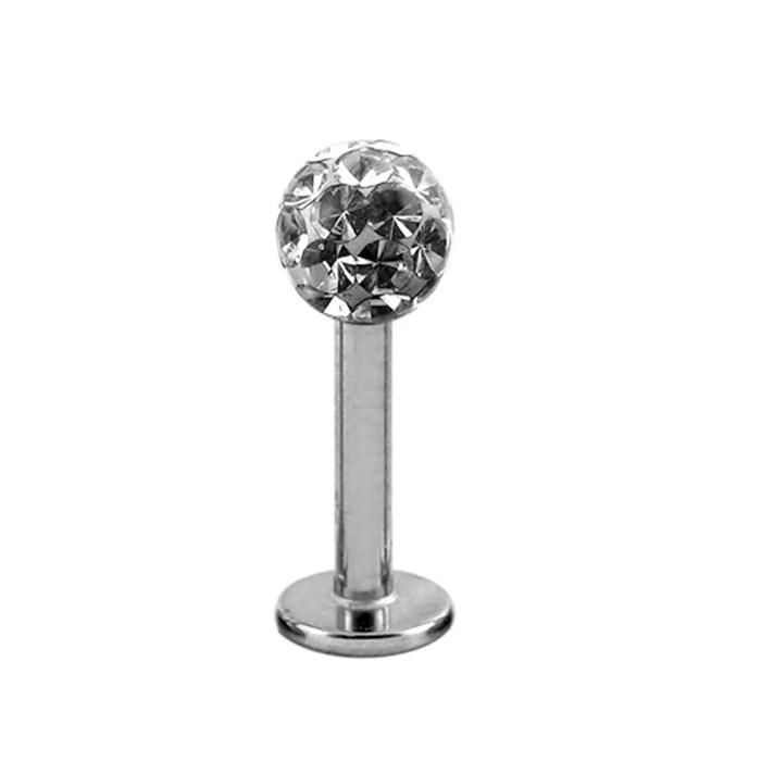 KODY PIERCING Piercing Labret Boule Cristal Blanc Résine Acier Tige 10 mm - Pureté Cristalline et Grâce Souveraine