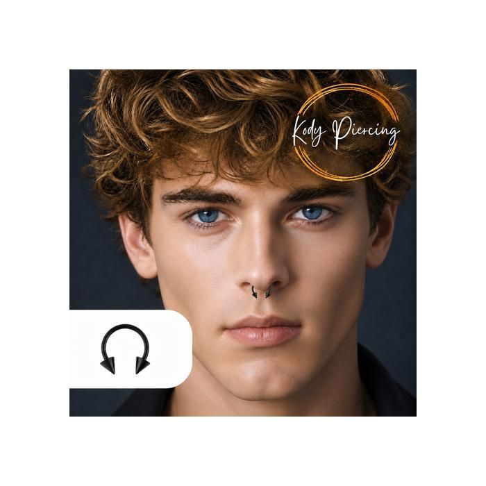 KODY PIERCING Piercing Fer à Cheval Noir Anodisé Pics Diamètre 10mm - Noir – Style Bold et Élégance Intemporelle