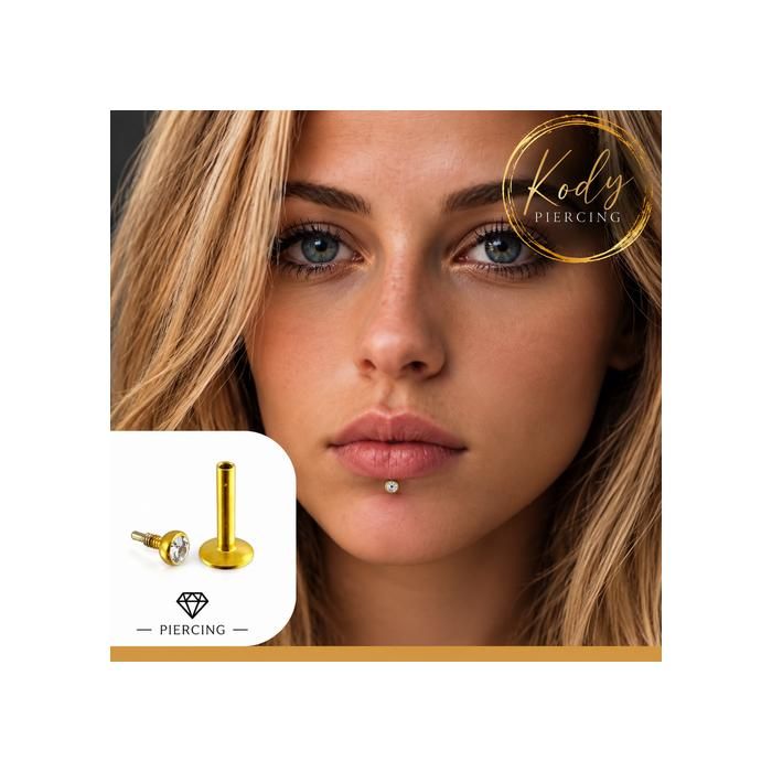 KODY PIERCING Piercing Labret Cristal Éclat Or Anodisé Hélix Tragus Lèvre Lueur Subtile Bijou Intemporel Prestige Tige 8