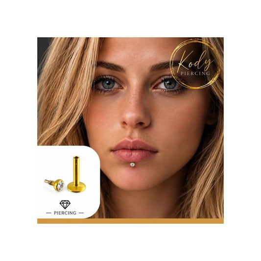 KODY PIERCING Piercing Labret Cristal Éclat Or Anodisé Hélix Tragus Lèvre Lueur Subtile Bijou Intemporel Prestige Tige 8