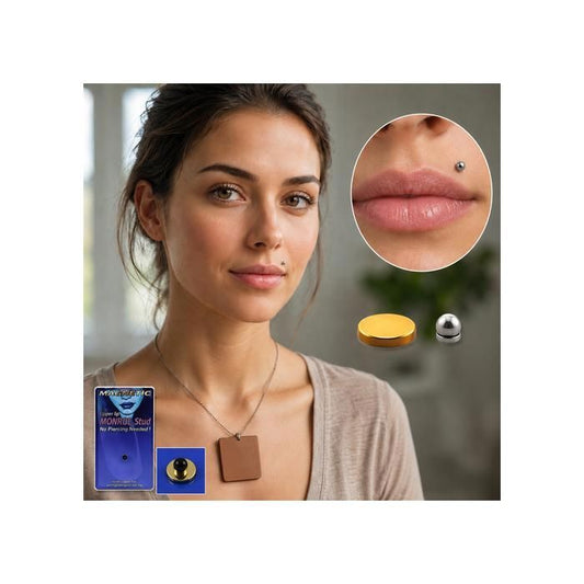 KODY PIERCING Faux Piercing Labret Lèvre Nez Oreille Stud Magnétique Doré Cône Spike Sans Perçage