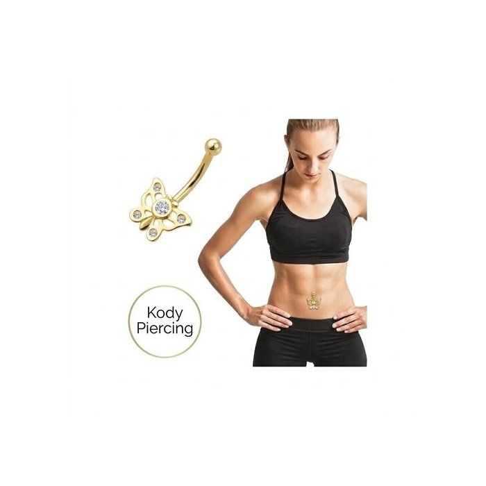 KODY PIERCING Piercing Nombril KODY PIERCING Or Massif 14 Carats - Papillon Zircon Cubique - Style Affirmé et Confort Ul