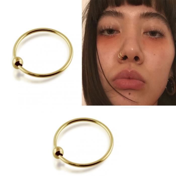 KODY PIERCING Bijou Piercing Anneau Nez Or 14 Carats Jaune Massif avec Boule - 22G 8 mm - Élégance Minimaliste et Confor