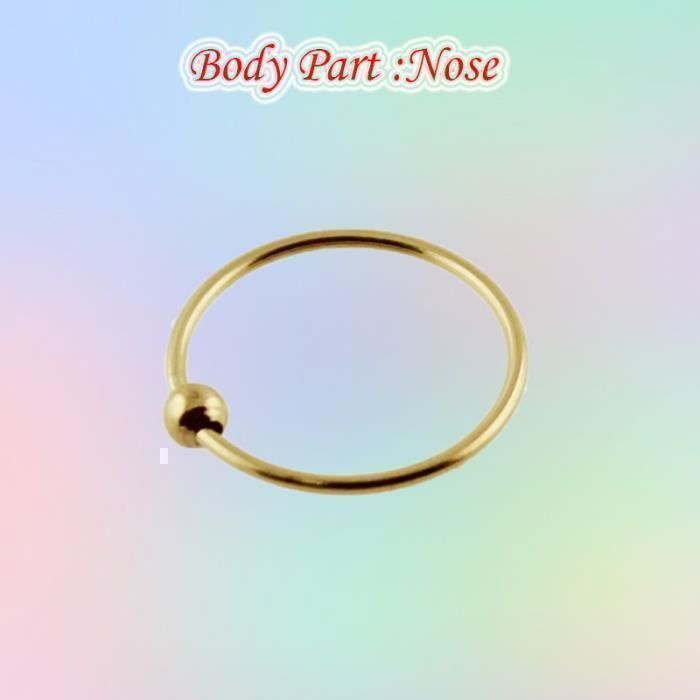 KODY PIERCING Bijou Piercing Anneau Nez Or 14 Carats Jaune Massif avec Boule - 22G 8 mm - Élégance Minimaliste et Confor