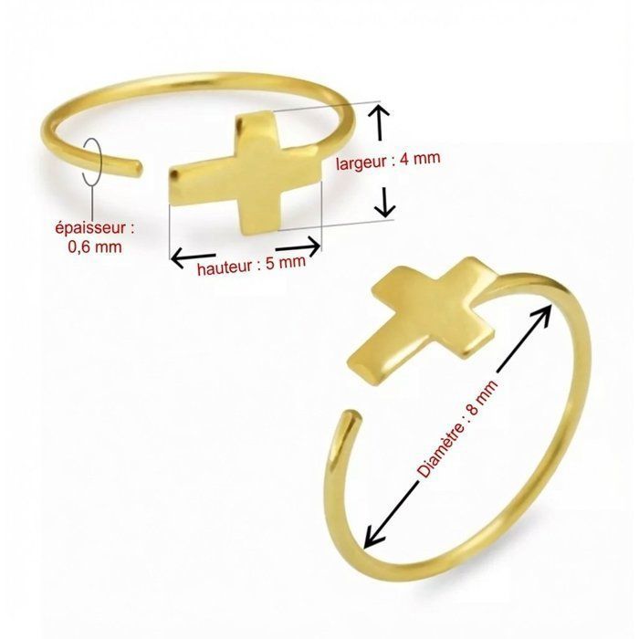 KODY PIERCING Bague de Nez KODY PIERCING Or 14 Carats - Croix Plate - 22G 8 mm - Style Affirmé et Confort Ultime