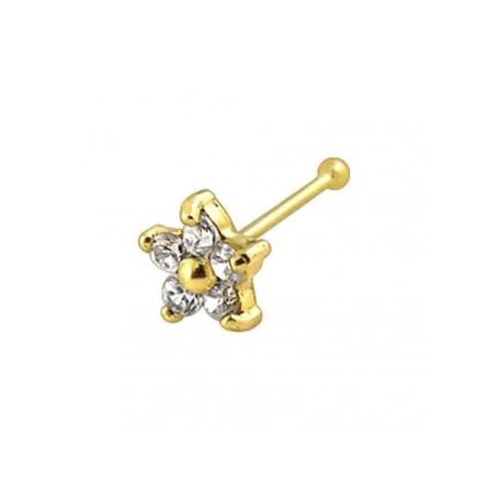 KODY PIERCING Piercing Nez KODY PIERCING Or 9 Carats Fleur Zircons Clairs - Douceur Florale et Éclat Lumineux