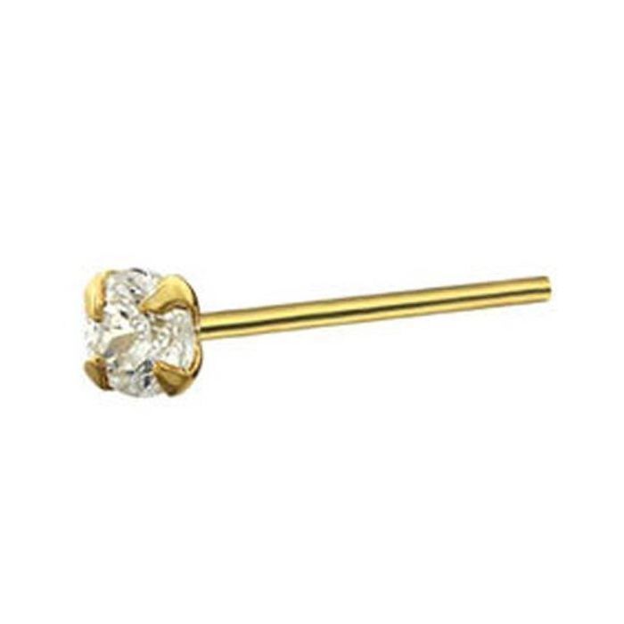 KODY PIERCING Clou de Nez - Bijou Pierre Précieuse - Or Massif 9K - Zircon Cubique 1.5mm - Femme - Jaune